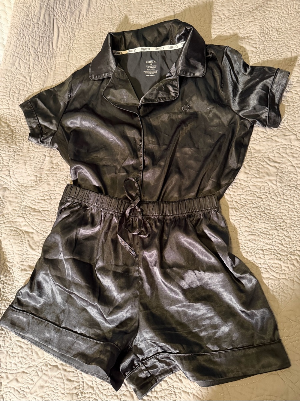 Born Black soft Satin Short Pajama Set